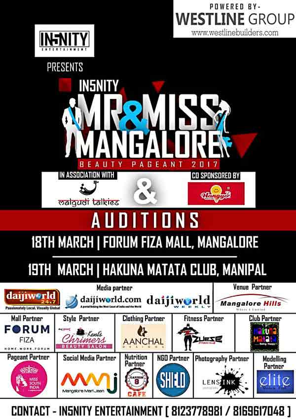 Audition for IN5NITY MR & MISS MANGALORE 2017 - Mangalore & Manipal