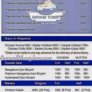 Food Menu - Biryani Town - Mangalore