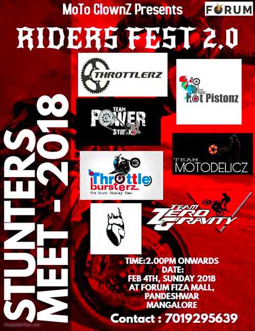 Riders Fest 2.0 - 04 Feb 2018 - Moto ClownZ - The Forum Fiza Mall, Mangalore - Event