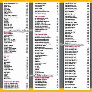 Food Menu - Ten-11 - Bunts Hostel Road, Mangalore