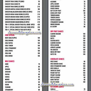 Food Menu - Ten-11 - Bunts Hostel Road, Mangalore