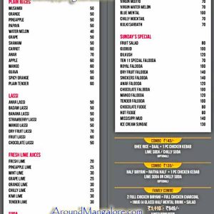 Food Menu - Ten-11 - Bunts Hostel Road, Mangalore