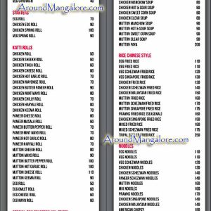 Food Menu - Ten-11 - Bunts Hostel Road, Mangalore