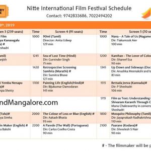 Movie Schedule - NIFF – NITTE International Film Festival – 8 to 11 Apr 2019
