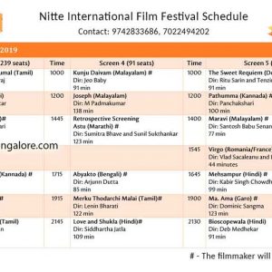 Movie Schedule - NIFF – NITTE International Film Festival – 8 to 11 Apr 2019
