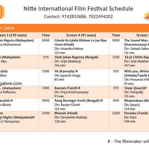 Movie Schedule - NIFF – NITTE International Film Festival – 8 to 11 Apr 2019