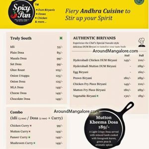 Food Menu - Spicy Pan - Andhra Cuisine - Restaurant - The Forum Fiza Mall, Pandeshwar, Mangalore