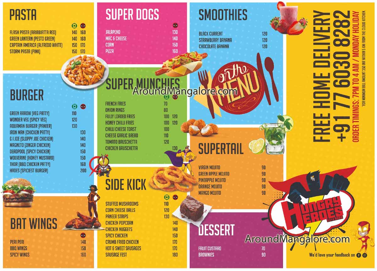 Food Menu - HUNGRY ⚡ HEROES - Online Cloud Kitchen in Mangalore