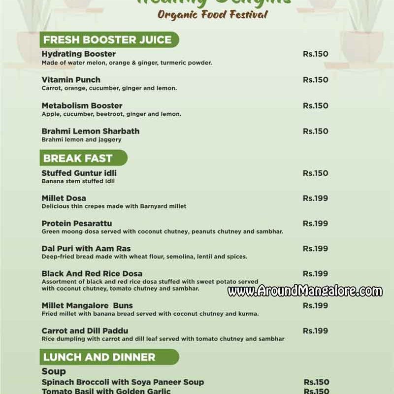 Food Menu - Healthy Delights - Organic Food Festival at The Ocean Pearl