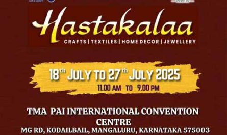 Hastakalaa exhibition is back in Mangalore - July 18 to July 27, 2025, at the TMA Pai International Convention Centre, Mangalore